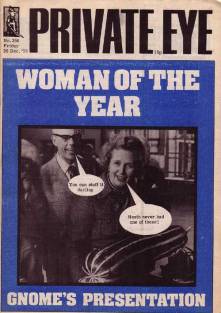 dennis thatcher in the background to Margaret in Private Eye